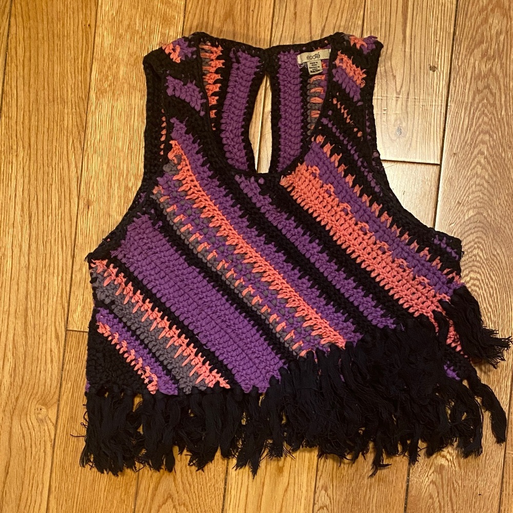 Colorful Crochet Fringe Top
